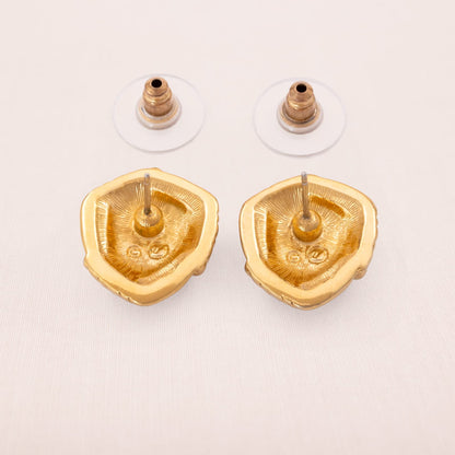 Swarovski-Ohrringe-vergoldet-abgerndet-dreieckige-Form-Rückseiten-signiert