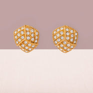 SWAROVSKI Vintage Earrings Gold-Plated Pavé Crystals Triangular Elegant Jewelry