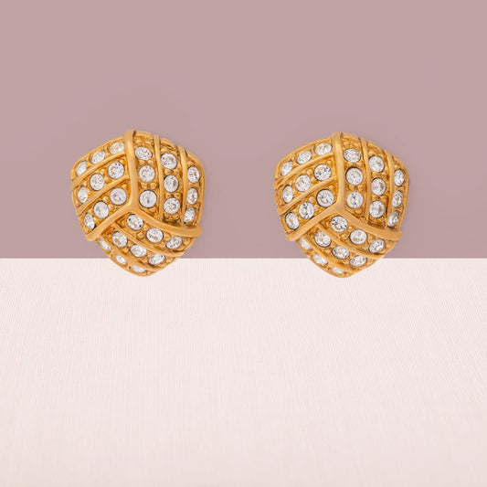 Swarovski-Ohrringe-vergoldet-abgerndet-dreieckige-Form-Pavè-Kristall-besetzt