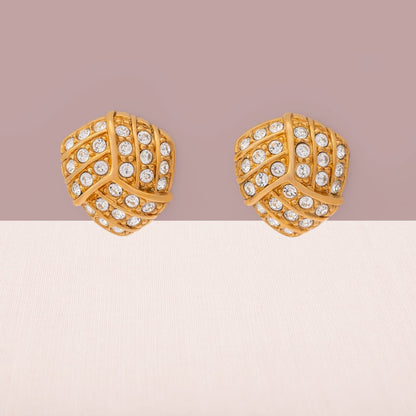 Swarovski-Ohrringe-vergoldet-abgerndet-dreieckige-Form-Pavè-Kristall-besetzt