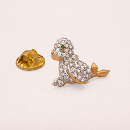 SWAROVSKI Brosche Pin Robbe Kristalle Tiermotiv Vintage Schmuck Sammlerstück