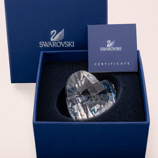 Swarovski-großes-Kristall-Herz-Sammlerstück-Briefbeschwerer-Geschenk-Originalverpackung-blaue-Box