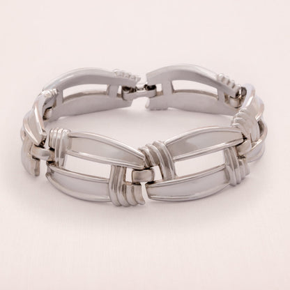Trifari-Armband-silberfarben-elegantes-Design-längliche-Kettenglieder