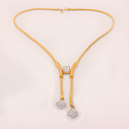 TRIFARI Halskette 1970er vergoldet eckige Kristall Anhänger Vintage Schmuck