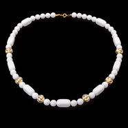 TRIFARI Vintage Necklace 1990s White Pearls Gold-Tone Accents Retro Jewelry
