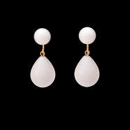 TRIFARI Vintage Ohrclips 1950er weiße Tropfen Hänger Retro Schmuck