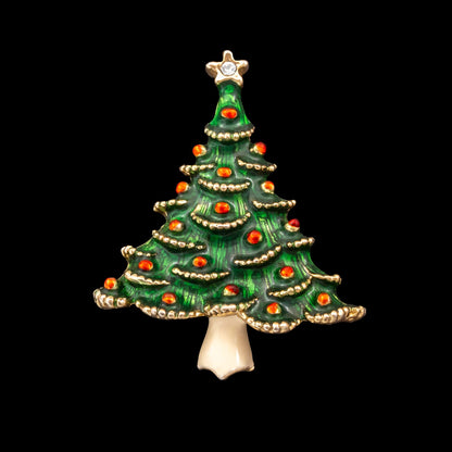 Weihnachtbaum-Brosche-1960er-Jahre-grün-rote-Emaille