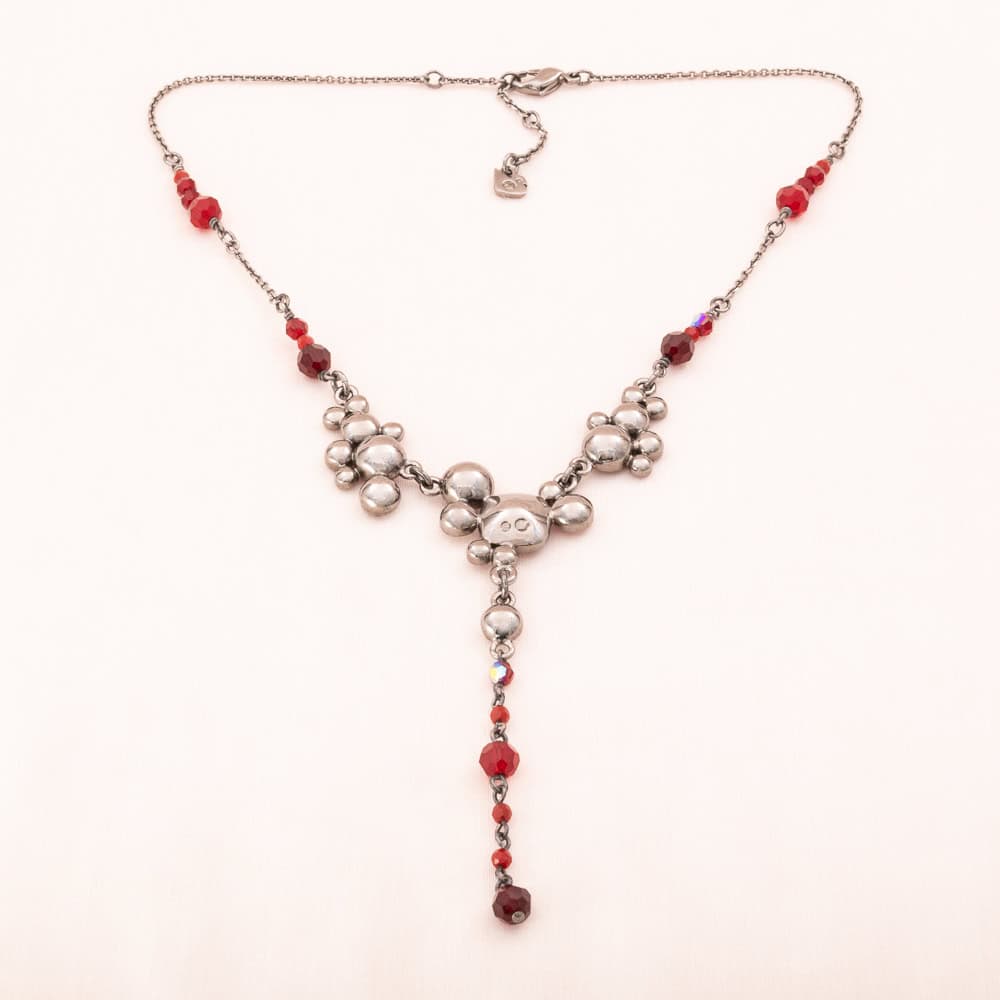 Swarovski-Y-Halskette-rhodinierte-Rückseite-rote-Kristalle-Schwan-Signatur