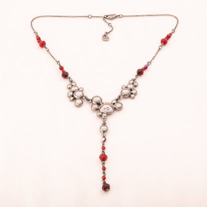 Swarovski-Y-Halskette-rhodinierte-Rückseite-rote-Kristalle-Schwan-Signatur