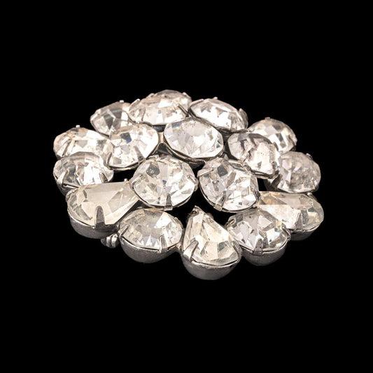 Weiss-Strass-Brosche-funkelnde-transparente-Steine