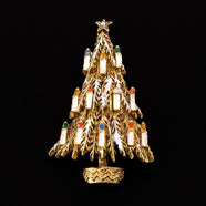 ART Vintage Weihnachtsbaum Brosche mit bunten Strasssteinen