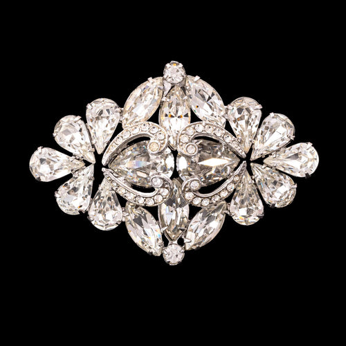 WEISS large brooch with glittering rhinestones