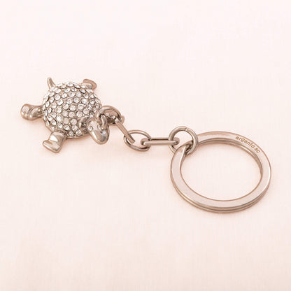 Argento-Schlüsselanhänger-silberfarben-Kristall-besetzte-Schildkröte