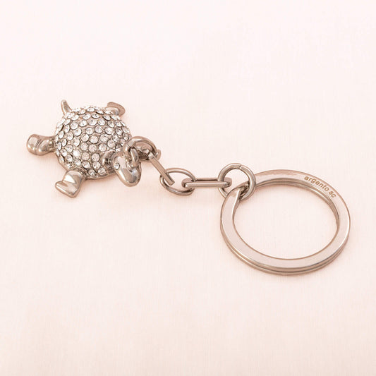 Argento-Schlüsselanhänger-silberfarben-Kristall-besetzte-Schildkröte