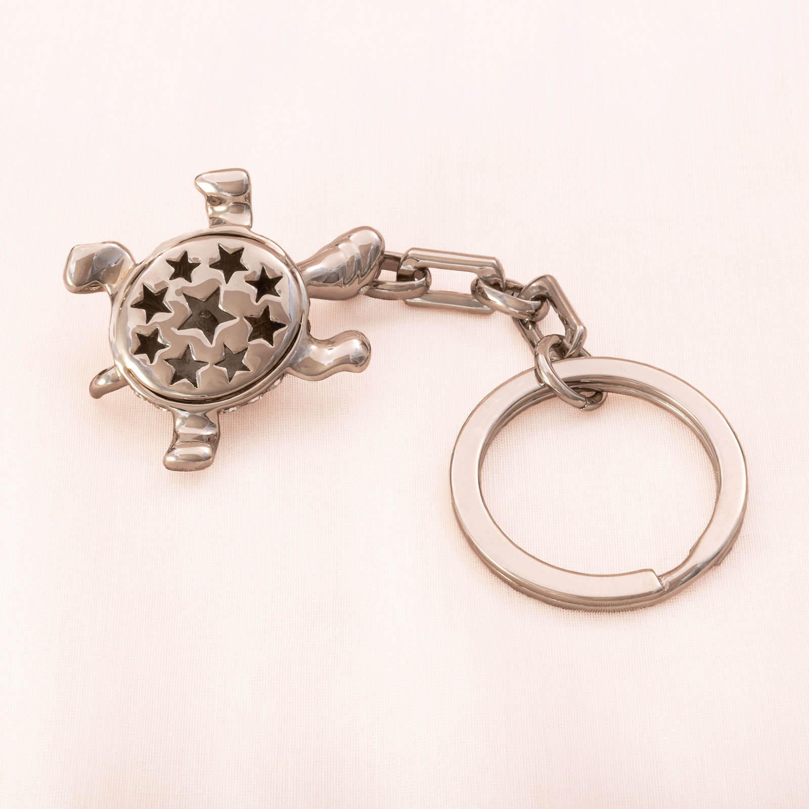 Argento-Schlüsselanhänger-silberfarben-Rückseite-Schildkröte-Sterne