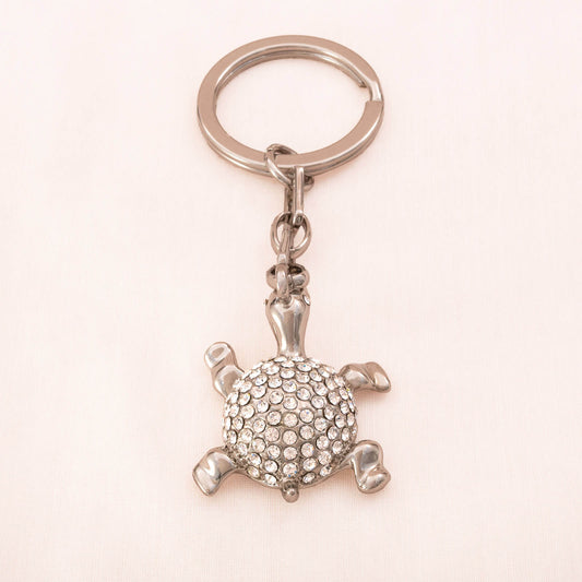 Argento-Schlüsselanhänger-silberfarben-Kristall-besetzte-Schildkröte