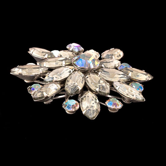 Vintage-Brosche-Strass-Aurora-Borealis-grau
