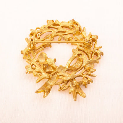 Weihnachtskranz-Brosche-vergoldete-Rückseite