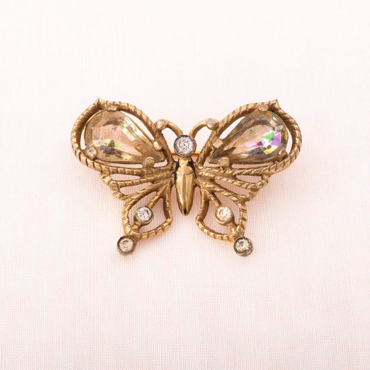 Castlecliff-Schmetterling-Brosche-vergoldet-Strass-verziert
