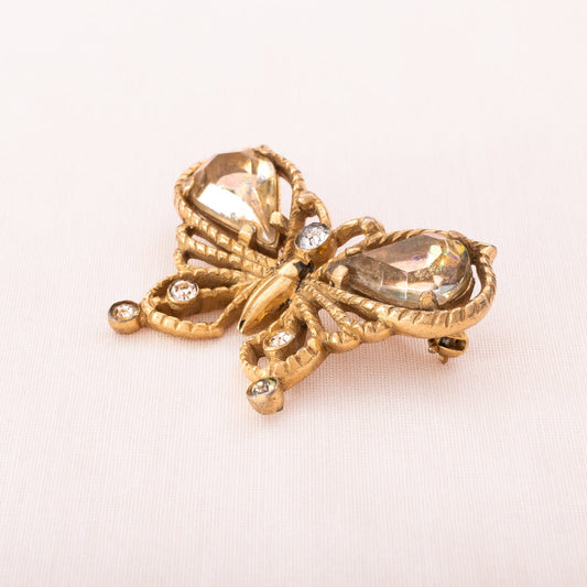 Castlecliff-Schmetterling-Brosche-vergoldet-Strass-verziert