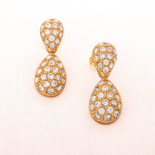 Christian-Dior-Ohrringe-kleine-vergoldete-Kristalltropfen