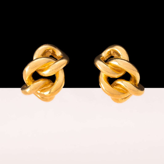 Christian-Dior-Ohrclips-Kettenglieder-Design-vergoldet