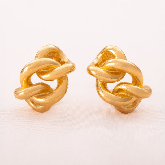 Christian-Dior-Ohrclips-Kettenglieder-Design-vergoldet