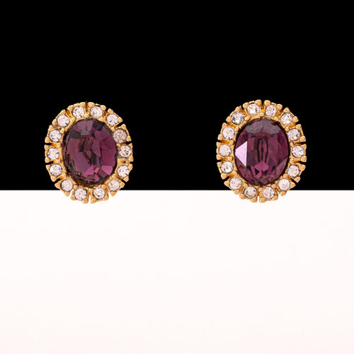 Christian DIOR elegant clip-on earrings with amethyst-colored crystal