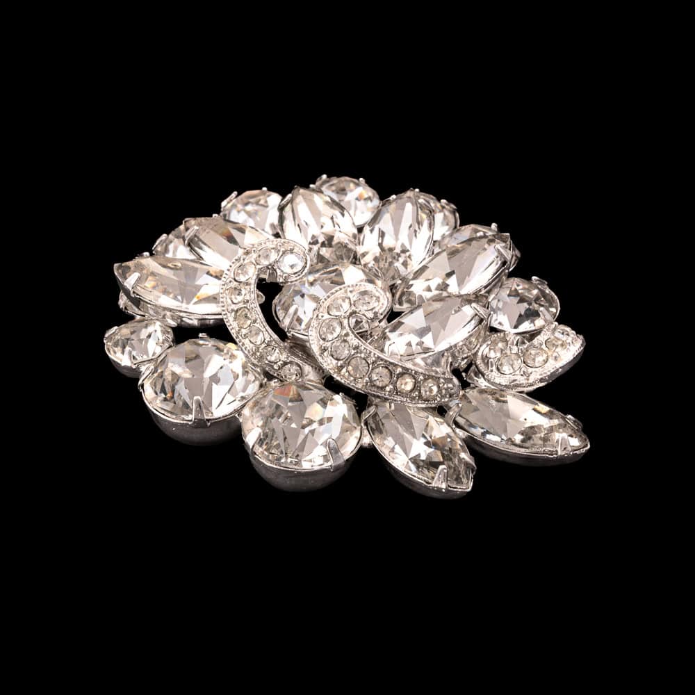 Eisenberg-Brosche-stark-glitzernde-Strasssteine-silberfarben