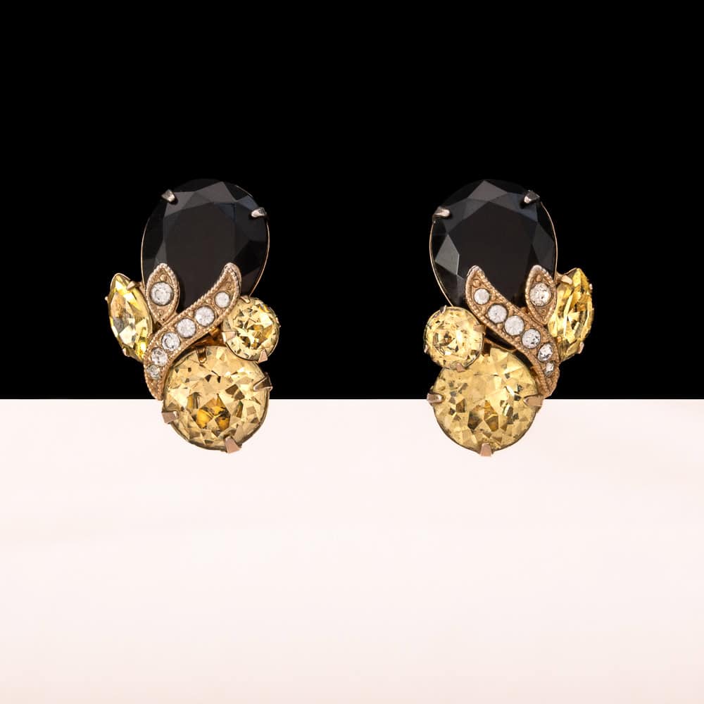 Eisenberg-Ice-Ohrclips-Strass-schwarz-gelb