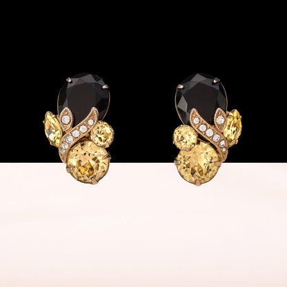 Eisenberg-Ice-Ohrclips-Strass-schwarz-gelb