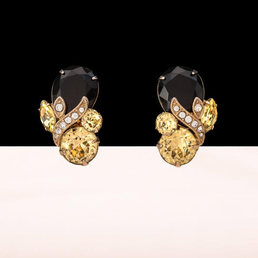 Eisenberg-Ice-Ohrclips-Strass-schwarz-gelb