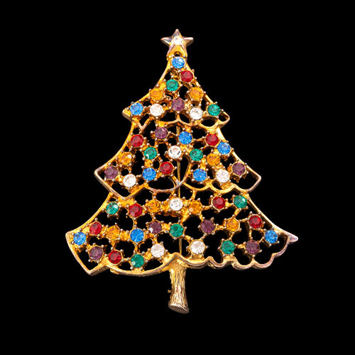 EISENBERG ICE Vintage Christmas Tree Brooch colorful rhinestones