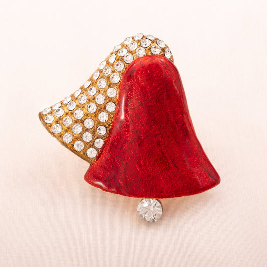Eisenberg-Ice-Brosche-Weihnachtsglocken-rote-Emaille-Strass