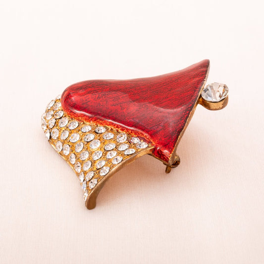 Eisenberg-Ice-Brosche-Weihnachtsglocken-rote-Emaille-Strass