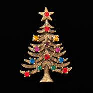 EISENBERG ICE Vintage Christmas Tree Brooch with colorful rhinestones