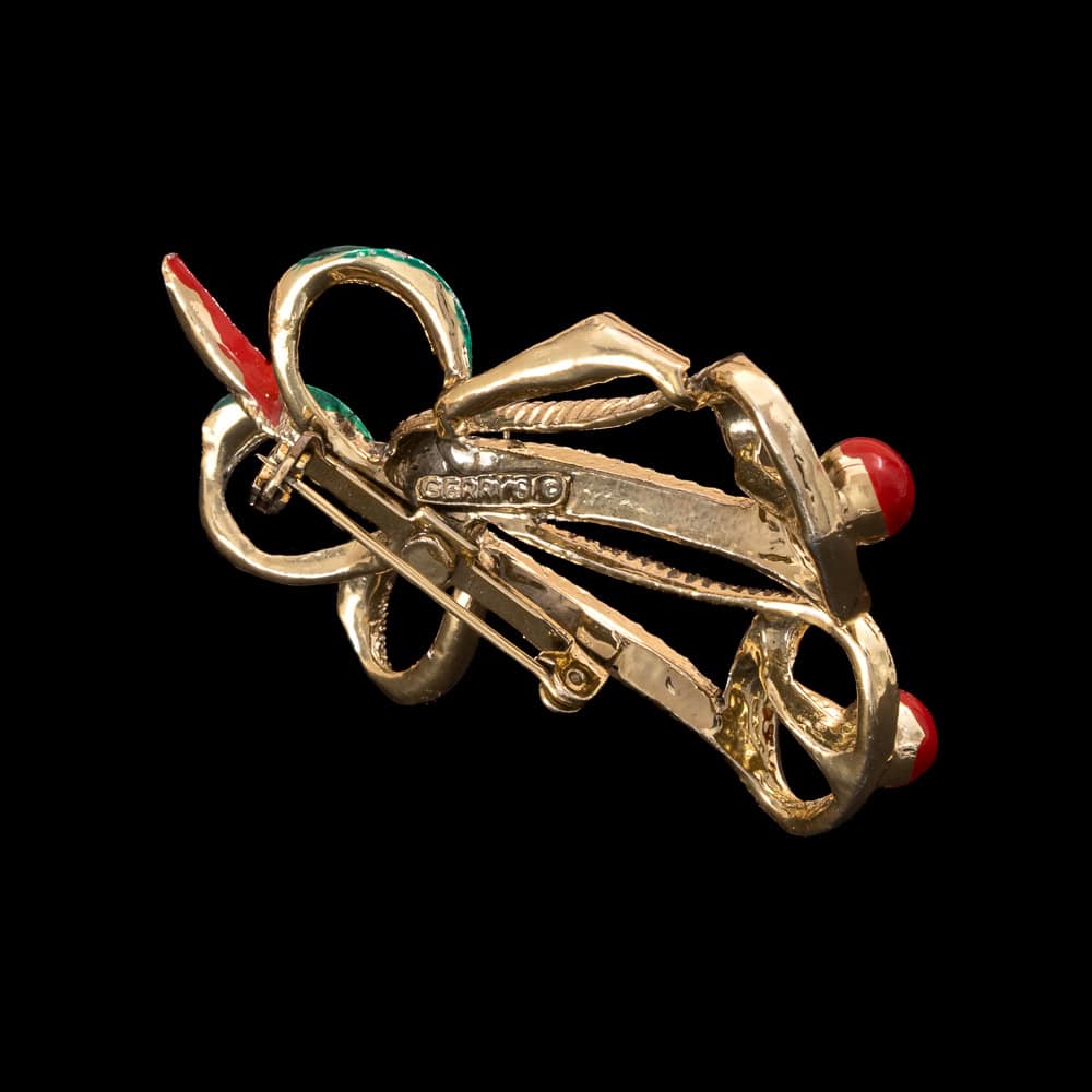 Gerrys-Brosche-Weihnachtsglocke-durchbrochen-goldfarbene-Rückseite-signiert