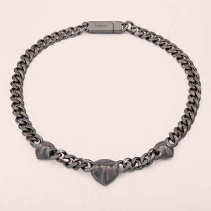 Givenchy-Halskette-klobig-cool-geschwärztes-Metall-rhodinierte-Rückseite-signiert