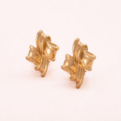 Givenchy-vergoldete-Ohrclips-kleine-geflochtene-Raute