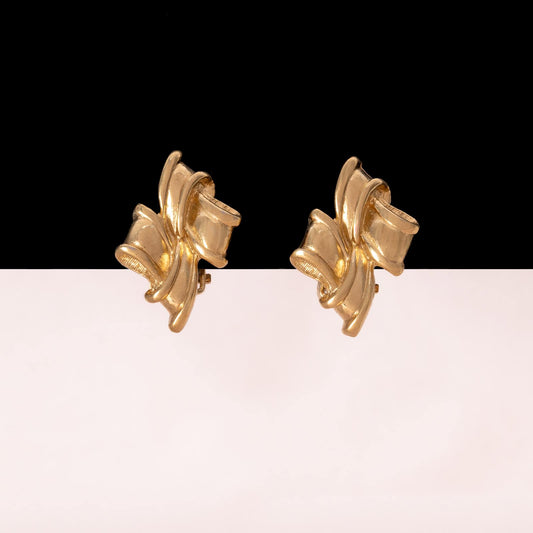 Givenchy-vergoldete-Ohrclips-kleine-geflochtene-Raute