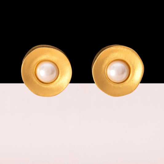 Givenchy-Perlen-Ohrclips-rund-mattvergoldet