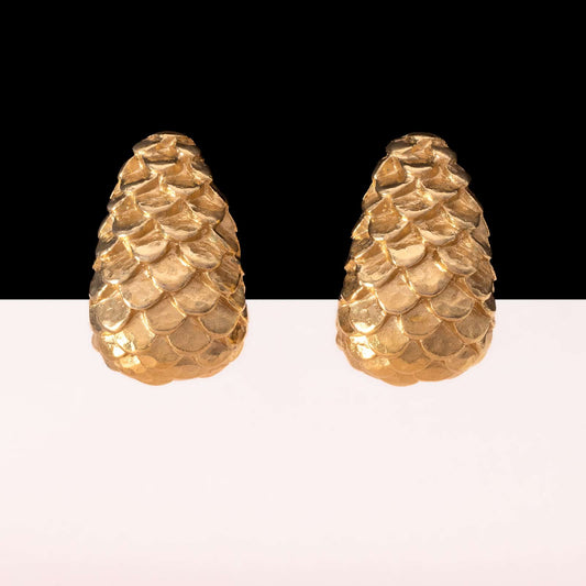 Givenchy-Ohrclips-vergoldete-breite-geschuppte-Kreolen