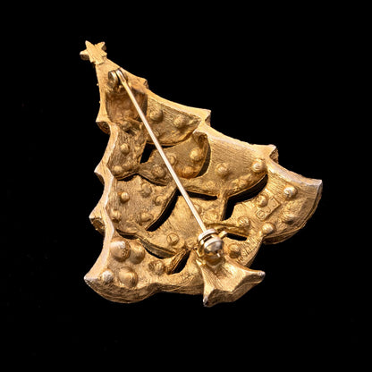 J.J-Weihnachtsbaum-Brosche-vergoldete-Rückseite-signiert