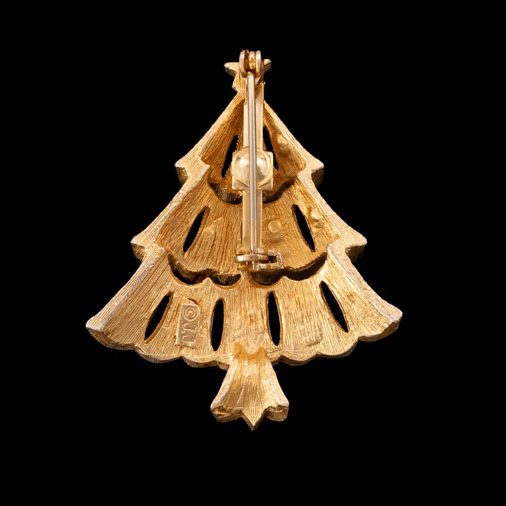 J.J.-Weihnachtsbaum-Brosche-vergoldete-Rückseite-signiert