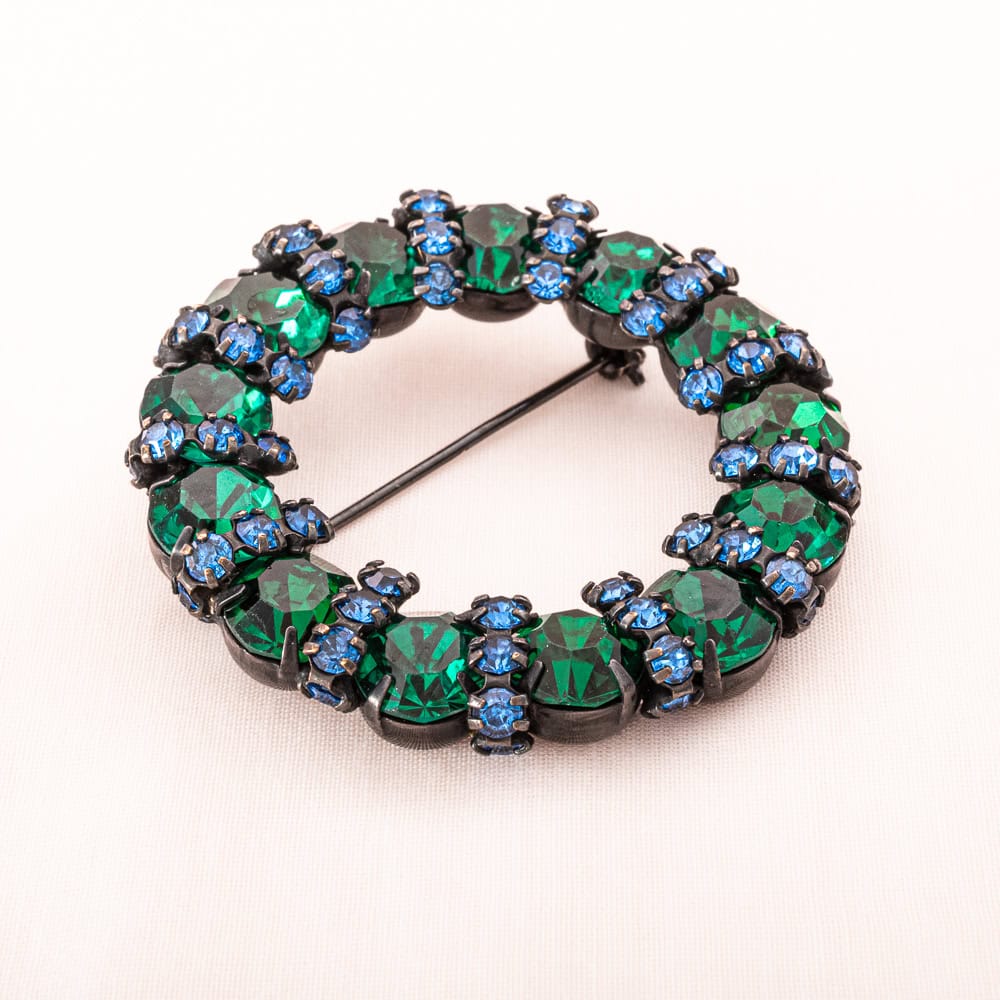 Joseph-Warner-Brosche-Kranz-Strass-grün-blau