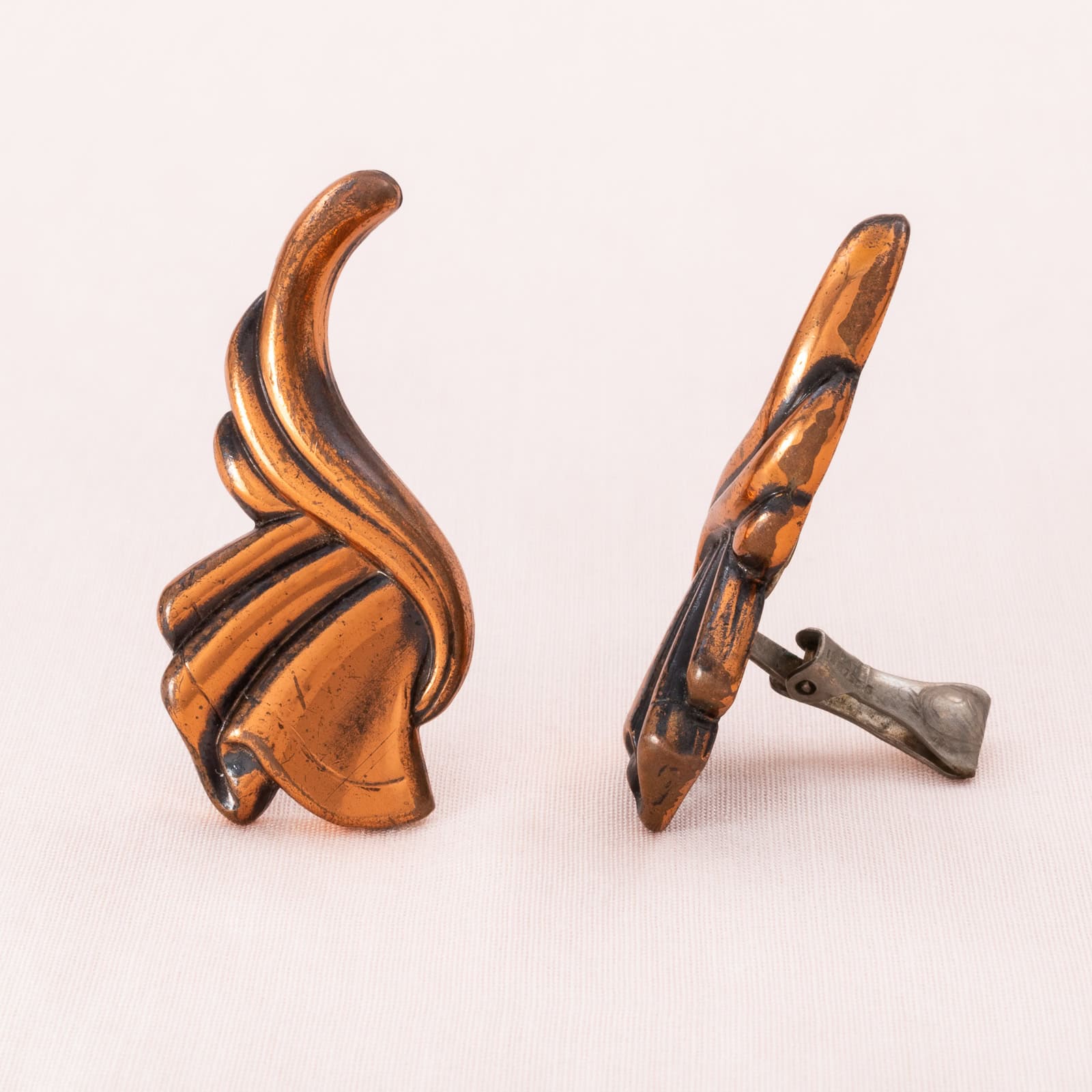 Kupfer-Ohrclips-Art-Deco-Design-1934
