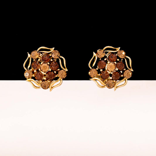 Lisner-Ohrclips-vergoldet-Strass-braun-beige