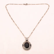 MONET Halskette silberfarben mit schwarzem Anhänger Vintage 1990er