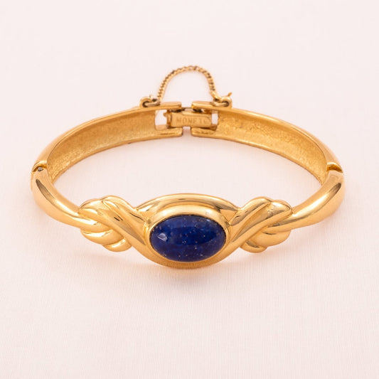 Monet-Armband-vergoldet-dunkelblauer-Cabochon