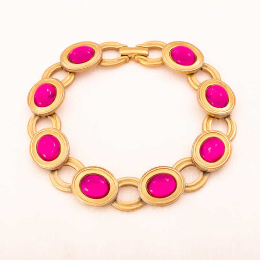 Monet-Armband-matt-vergoldet-ovale-pinkfarbene-Cabochons